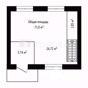 Таунхаус 71м&sup2;, 2-этажный, участок 1 сот.  