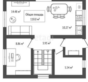 Дом 110м², 2-этажный, участок 3 сот.  