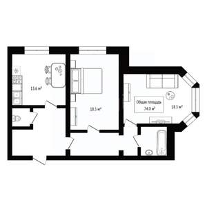 2-к квартира, вторичка, 72м2, 1/10 этаж