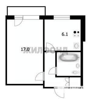 1-к квартира, вторичка, 32м2, 5/5 этаж
