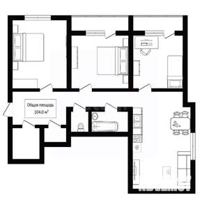 3-к квартира, вторичка, 104м2, 1/9 этаж