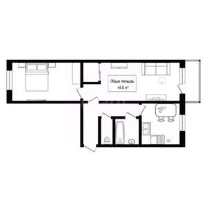 2-к квартира, вторичка, 46м2, 5/5 этаж