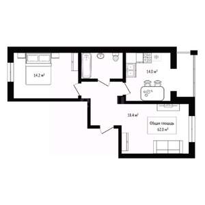 2-к квартира, вторичка, 62м2, 3/9 этаж