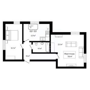 2-к квартира, вторичка, 79м2, 1/3 этаж