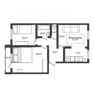 3-к квартира, вторичка, 57м2, 5/6 этаж