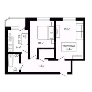2-к квартира, вторичка, 61м2, 5/5 этаж