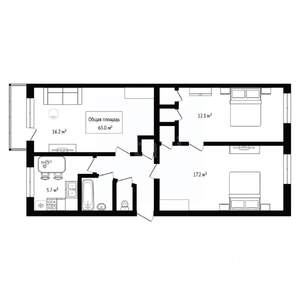 3-к квартира, вторичка, 63м2, 4/5 этаж