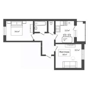 2-к квартира, вторичка, 58м2, 2/9 этаж