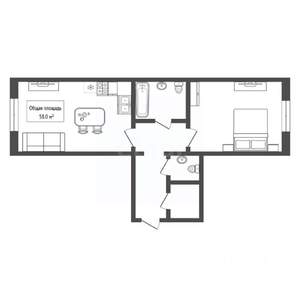 1-к квартира, вторичка, 58м2, 1/9 этаж