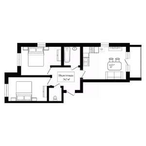 3-к квартира, вторичка, 75м2, 4/4 этаж