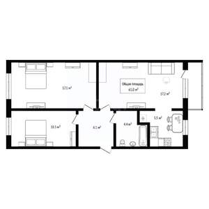 3-к квартира, вторичка, 61м2, 3/5 этаж