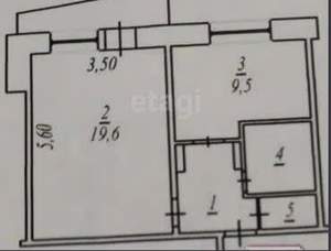 1-к квартира, вторичка, 38м2, 4/9 этаж