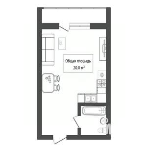Студия квартира, вторичка, 20м2, 2/9 этаж