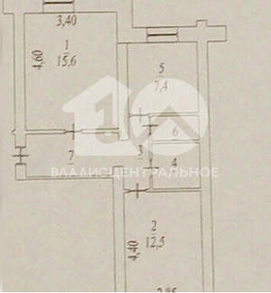 2-к квартира, вторичка, 53м2, 4/5 этаж