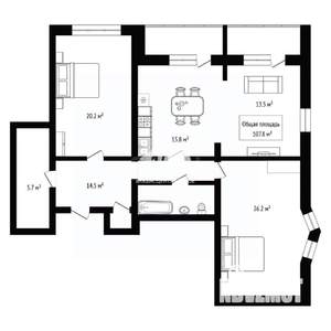 3-к квартира, вторичка, 108м2, 8/9 этаж