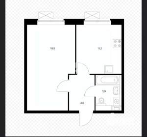 Студия квартира, вторичка, 39м2, 1/4 этаж