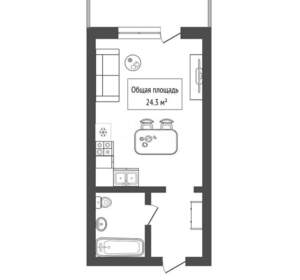 Студия квартира, вторичка, 24м2, 2/3 этаж