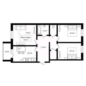 3-к квартира, вторичка, 84м2, 4/9 этаж