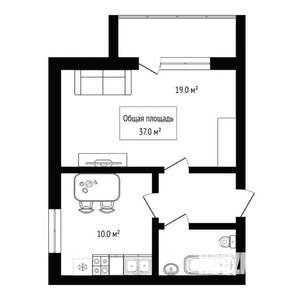 1-к квартира, вторичка, 37м2, 2/3 этаж