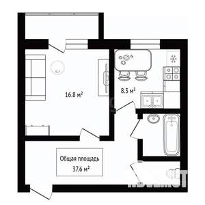 1-к квартира, вторичка, 38м2, 8/9 этаж